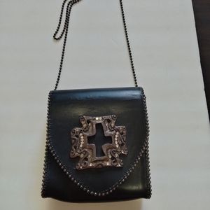 Leather Rock Bag with metal cross